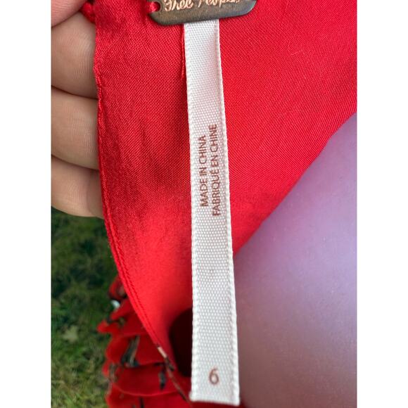 Free People Red Floral Dress Size 6 - Picture 6 of 7